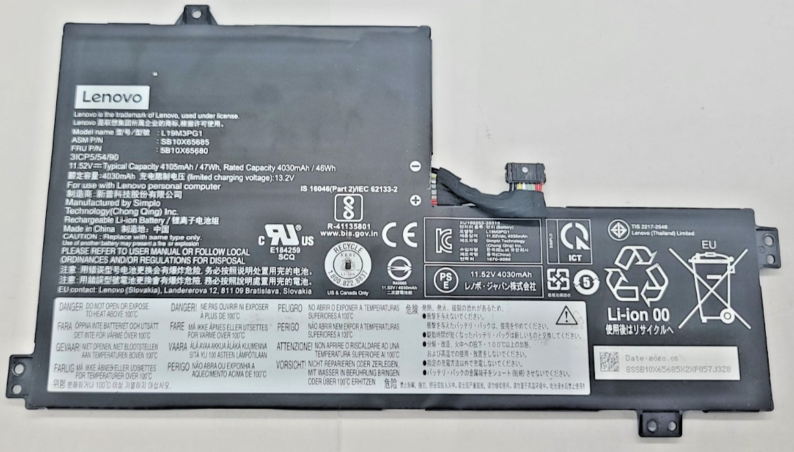 Genuine Lenovo 100E Chromebook 2ng Gen Laptop Battery L19M3PG1 5B10X65680