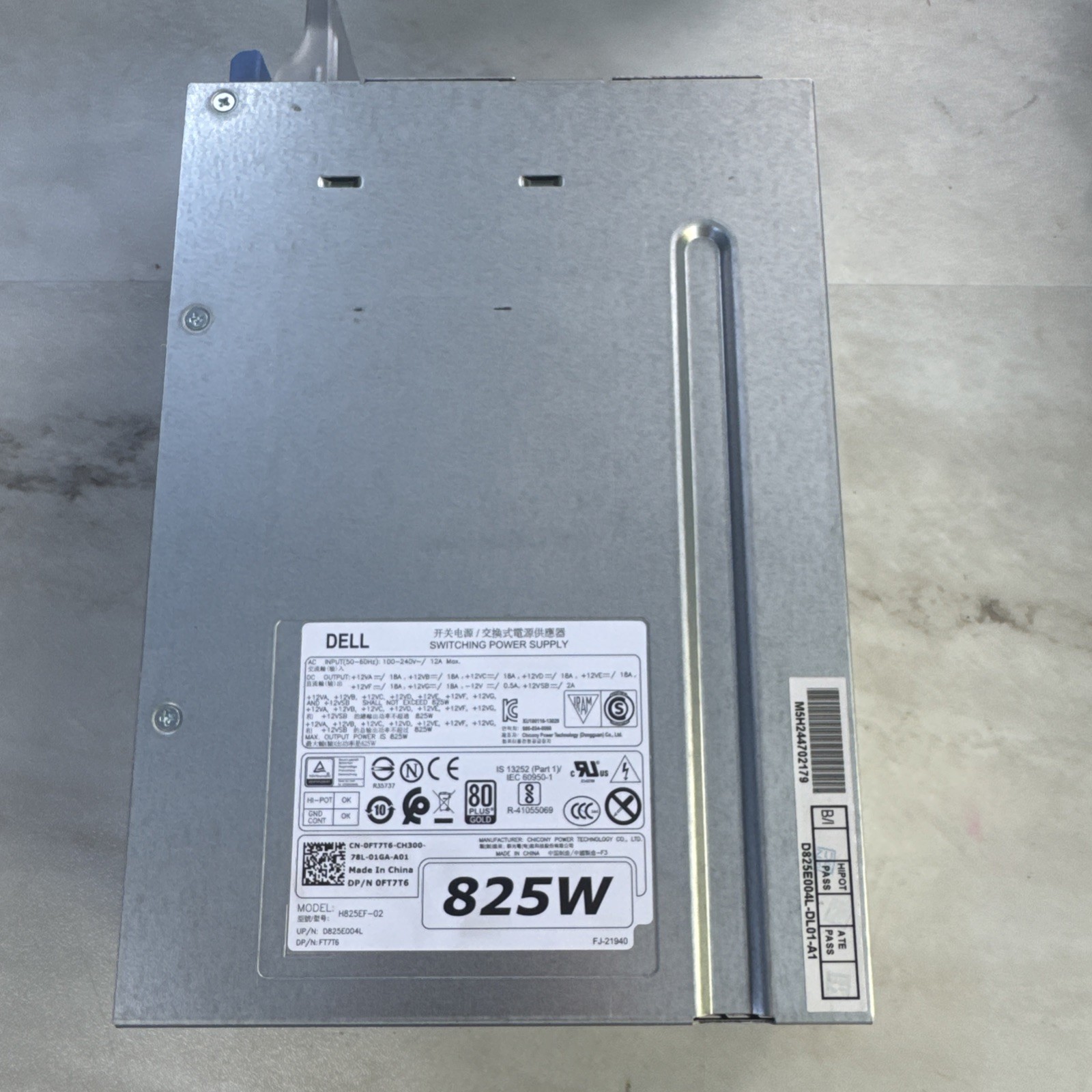 Dell Precision T7810 T7610 825W Switching Power Supply 0FT7T6, H825EF-02.