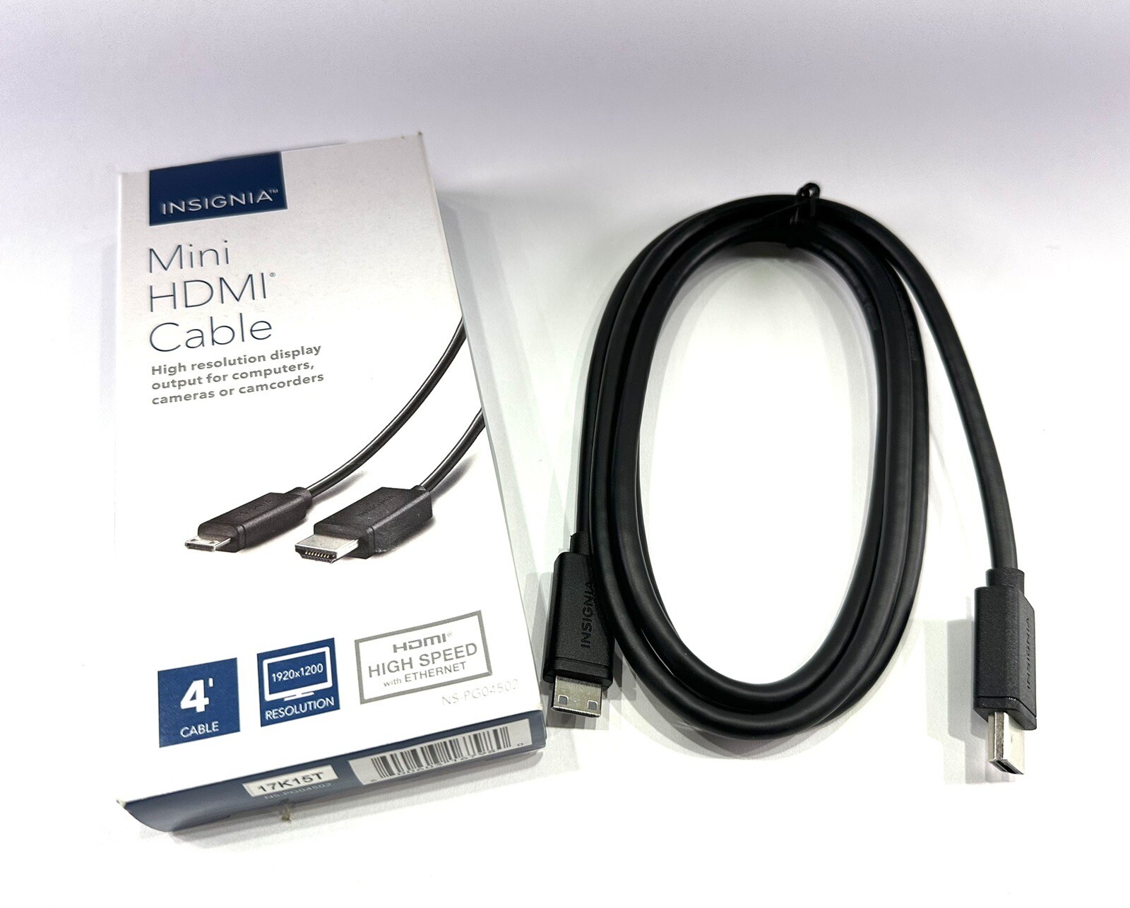 HDMI Male to Mini HDMI Male Cable Insignia 4' High-Speed  Black  NS-PG04502 |RB2