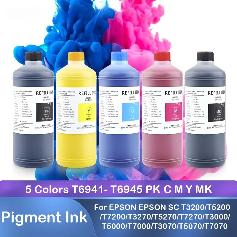 5x1000ML Pigment Ink High Quality for EPSON SC T3200 T5200 T5270 T3000 Printer