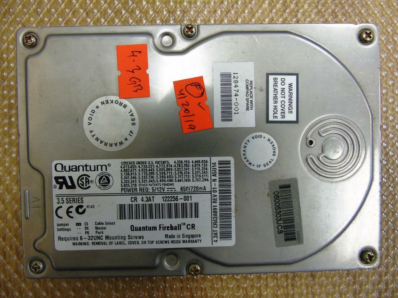 Quantum Fireball 4.3GB EIDE 5400RPM CR43A891 REV 01-N 122256-001 128474-001 HDD