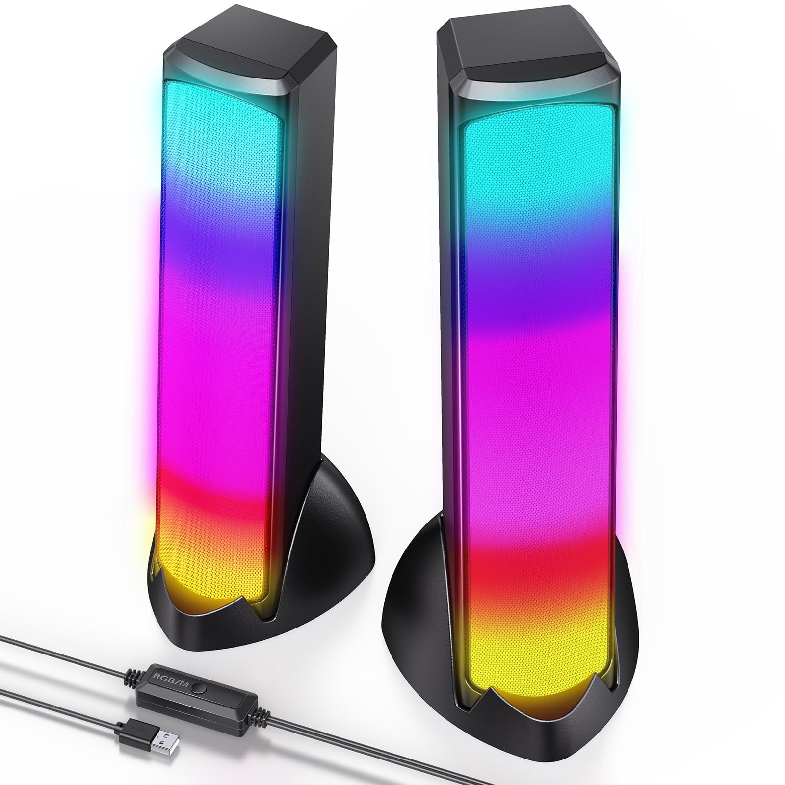 Computer Speakers RGB PC Speakers Gaming 2.0 Channel USB Powered Stereo
