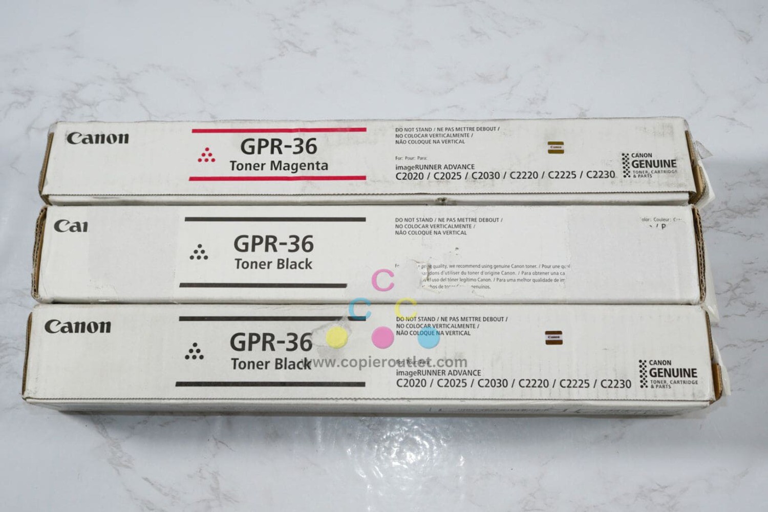 3 Cosmetic OEM Canon iR C2020,C2025,C2030,C2220,C2225,C2230 GPR-36 MKK Toners