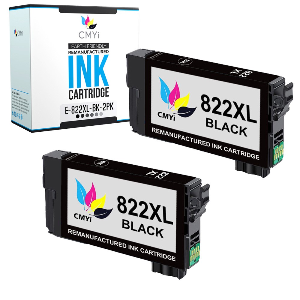 2-Pack CMYi Compatible 822XL Black Ink Cartridge for Epson WorkForce Pro WF-4833