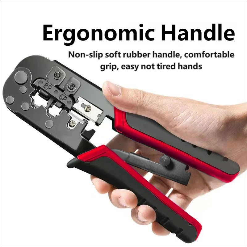 RJ45 Crimping Tool for Cat5 Cat6, Network Ethernet Pass Through Crimper for Home