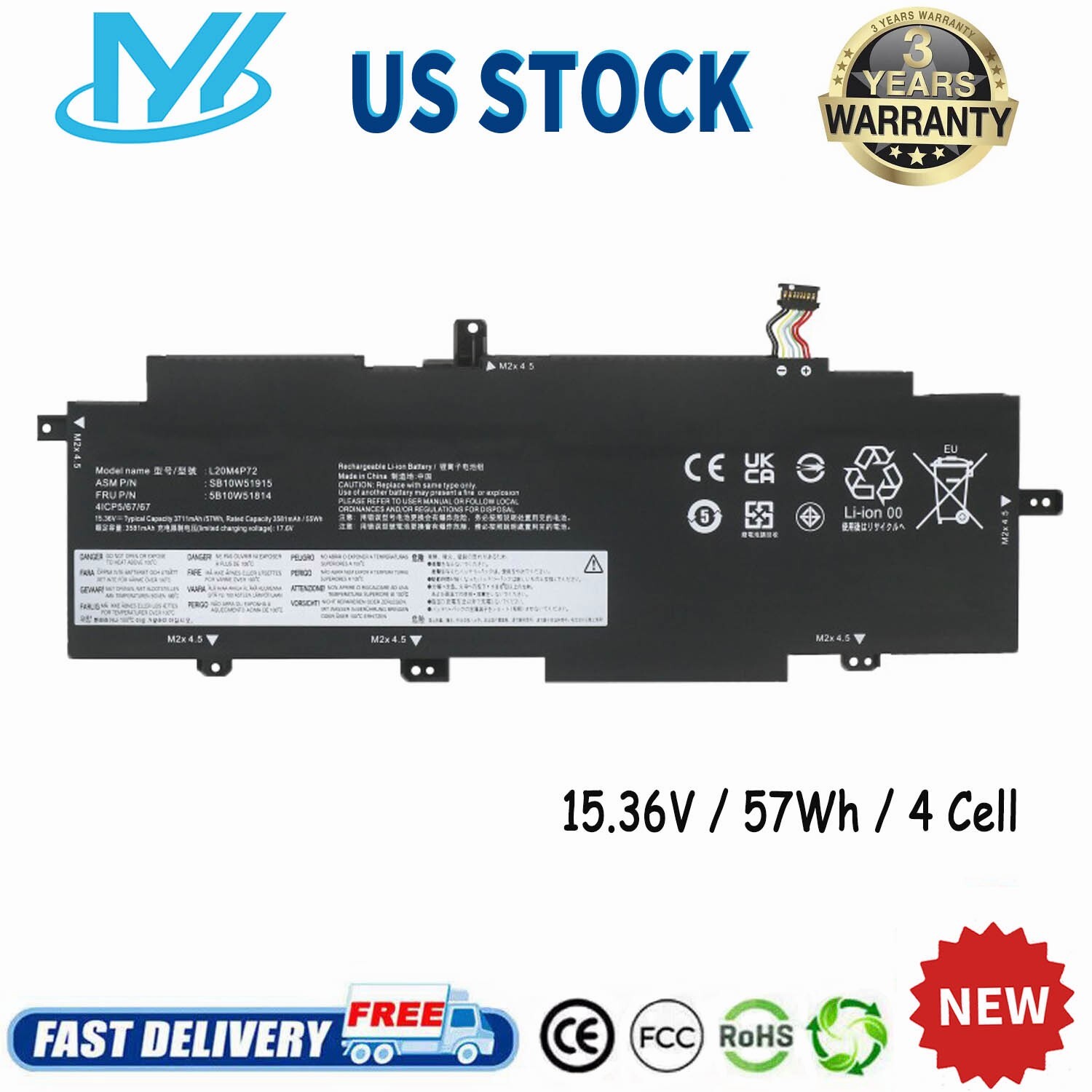 ✅L20M4P72 L20L4P72 L20C4P72 Battery For Lenovo ThinkPad T14s 2nd Gen 2021 New