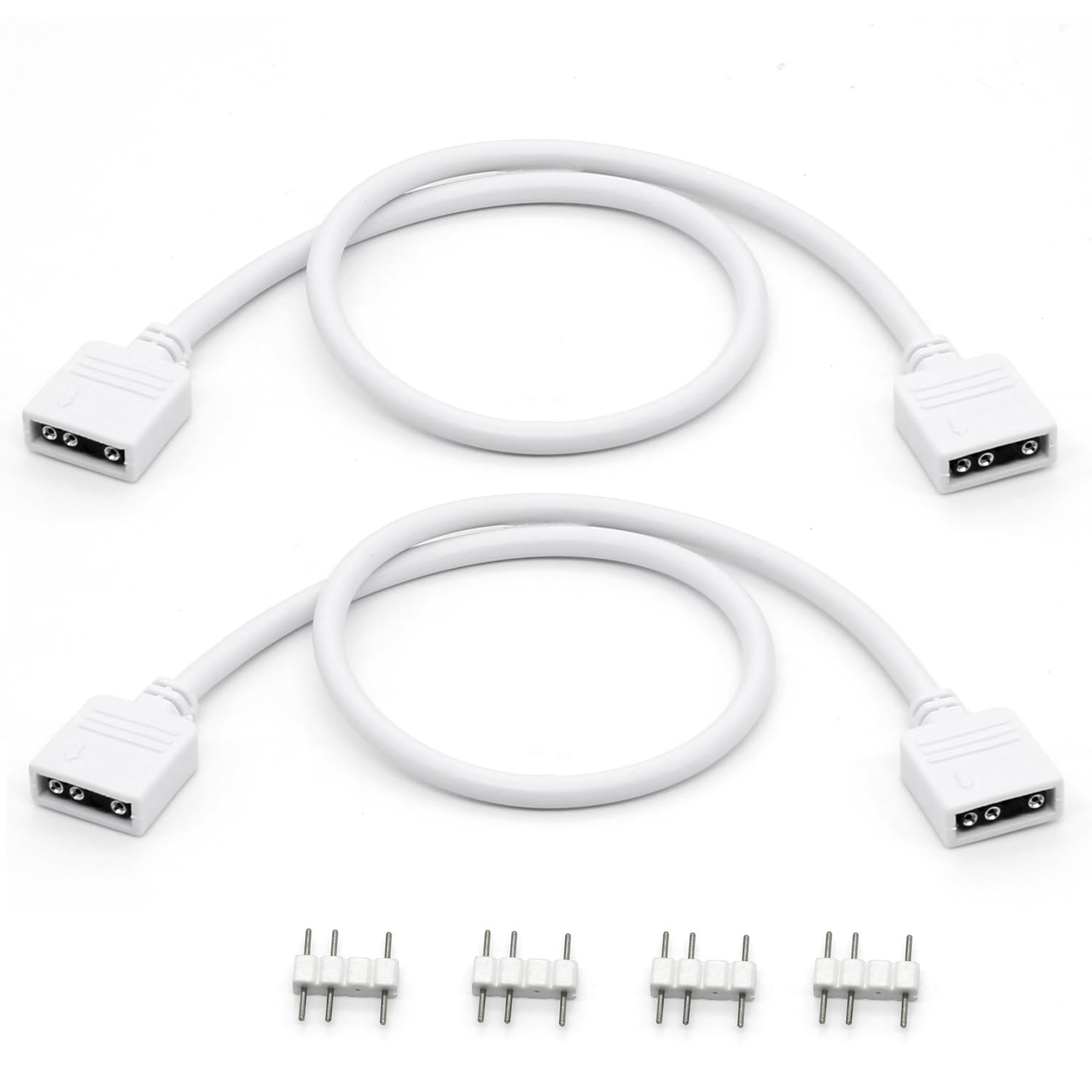 2-Pack 1-To-1 ARGB Extension Cable, White 5V 3-Pin Female to Female ARGB Address