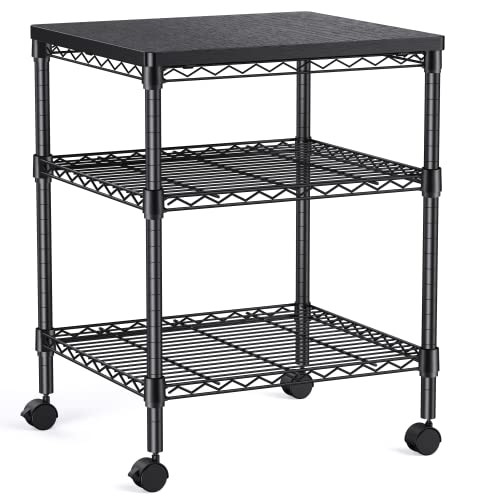 HUANUO PRINTER STAND, 3 TIER PRINTER CART FOR STORAGE, HNPS01 - BLACK