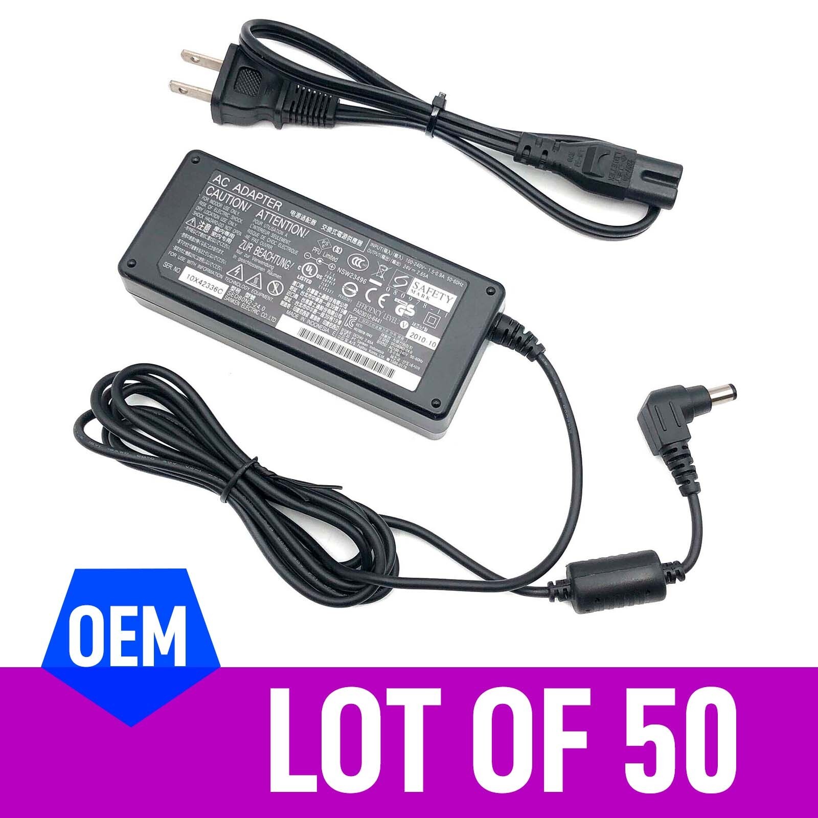 Lot of 50 OEM Fujitsu AC Adapter Scanner Power Supply 24V 2.65A 5.5*2.1mm