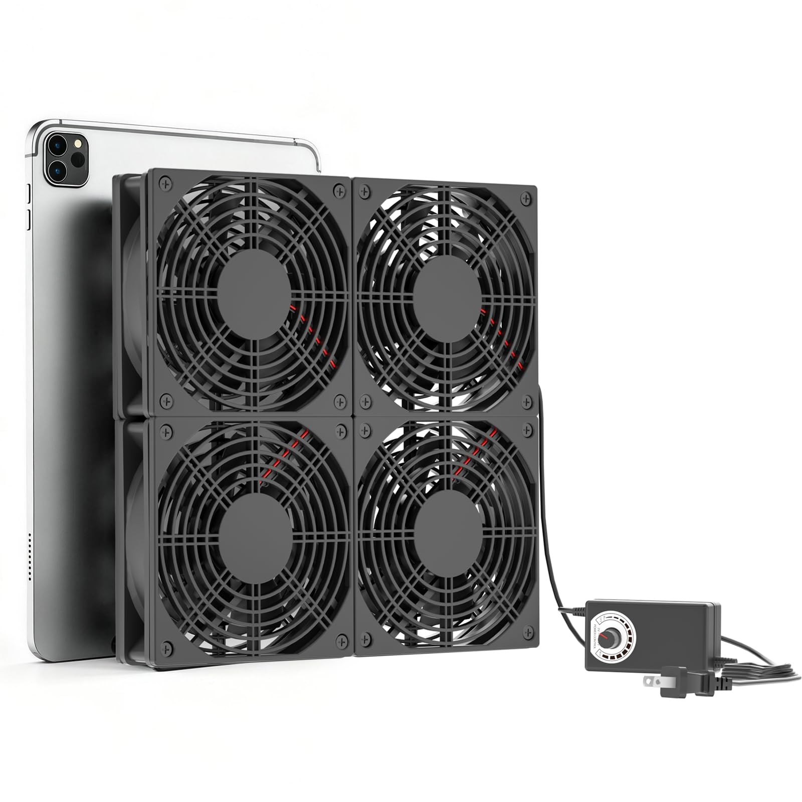 Adjustable Speed 4 Fans Cooling Pad, 4x120mm Computer Fan with AC Power Speed...