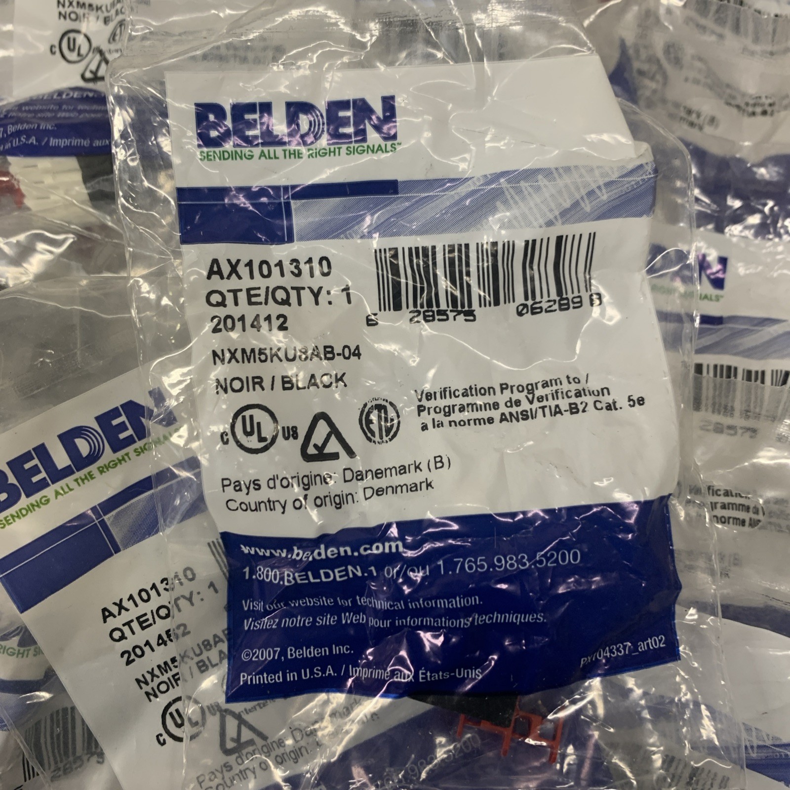 Lot of 63-Belden AX101310  - CAT5e RJ45 Modular Jack-Black brand new