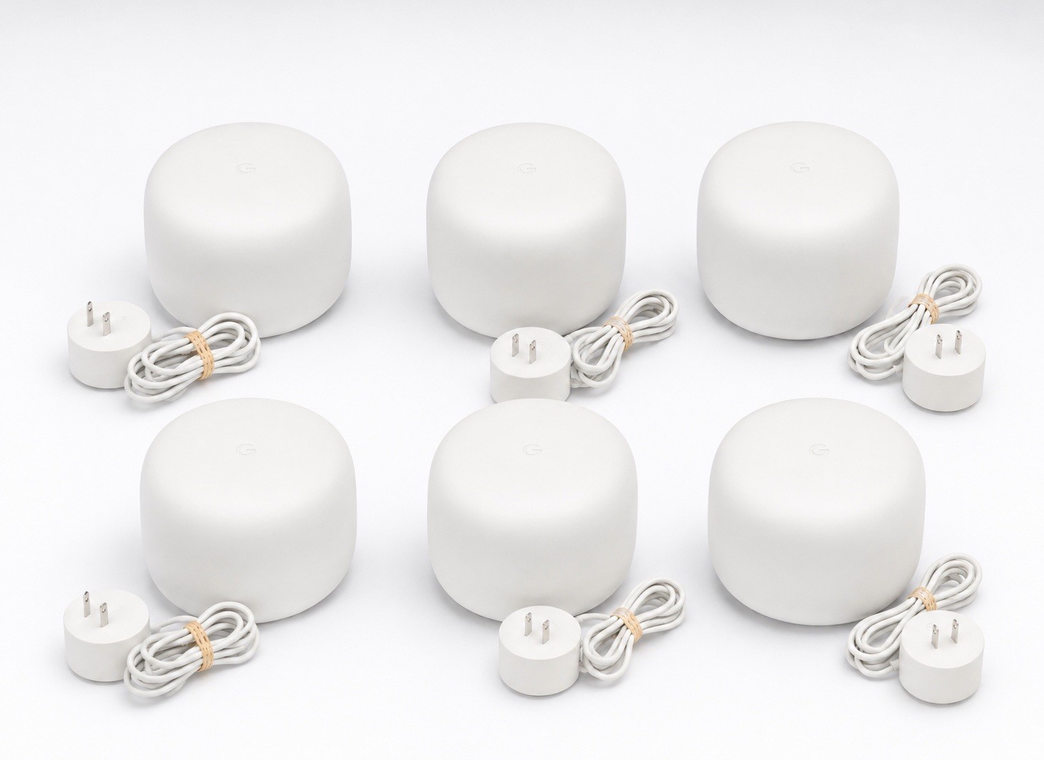 Google Nest Wifi H2D AC2200 Mesh Router 6-Pack Bundle w/ Power Adapters