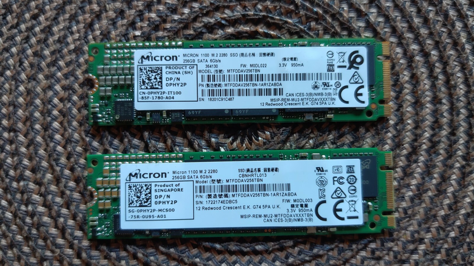 Micron MTFDDAV256TBN 256GB 6Gb/S M.2 2280 Solid State Drive SSD for Laptop