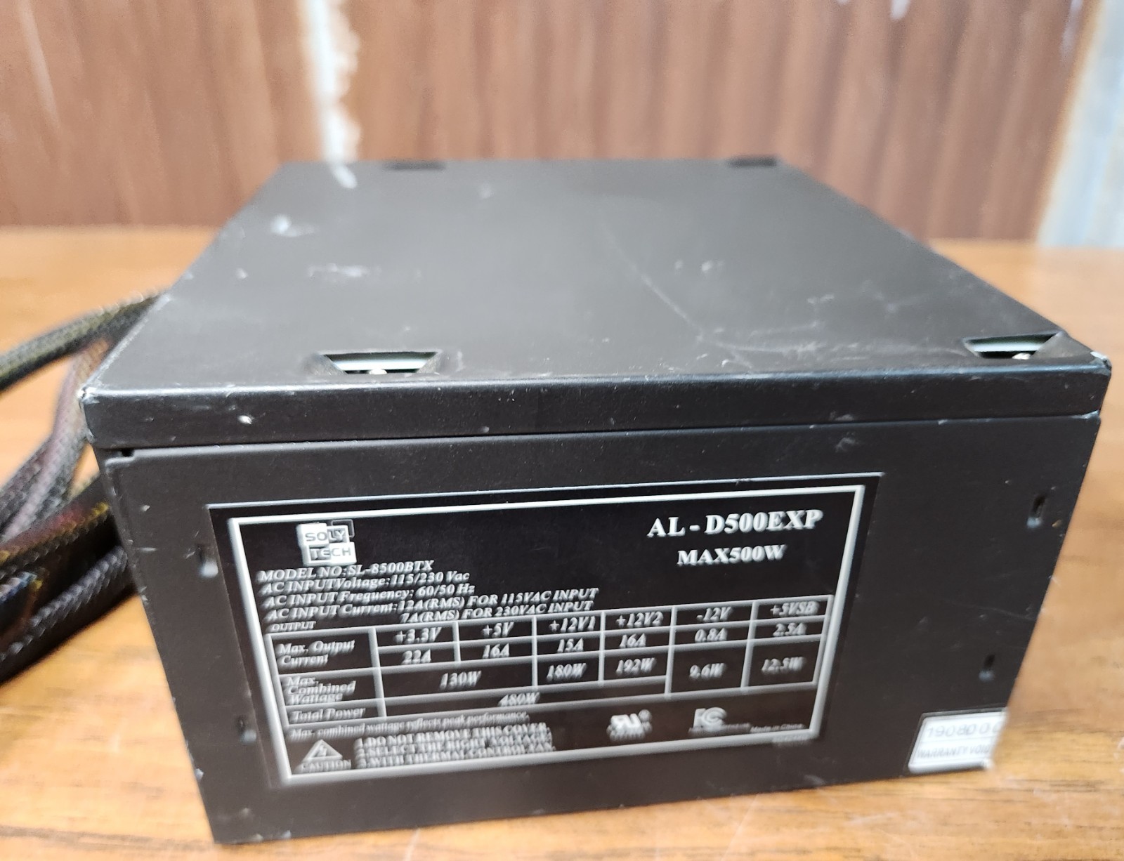 SolyTech / Apex / Allied SL-8500BTX AL-D500EXP 500W ATX Power Supply - Tested