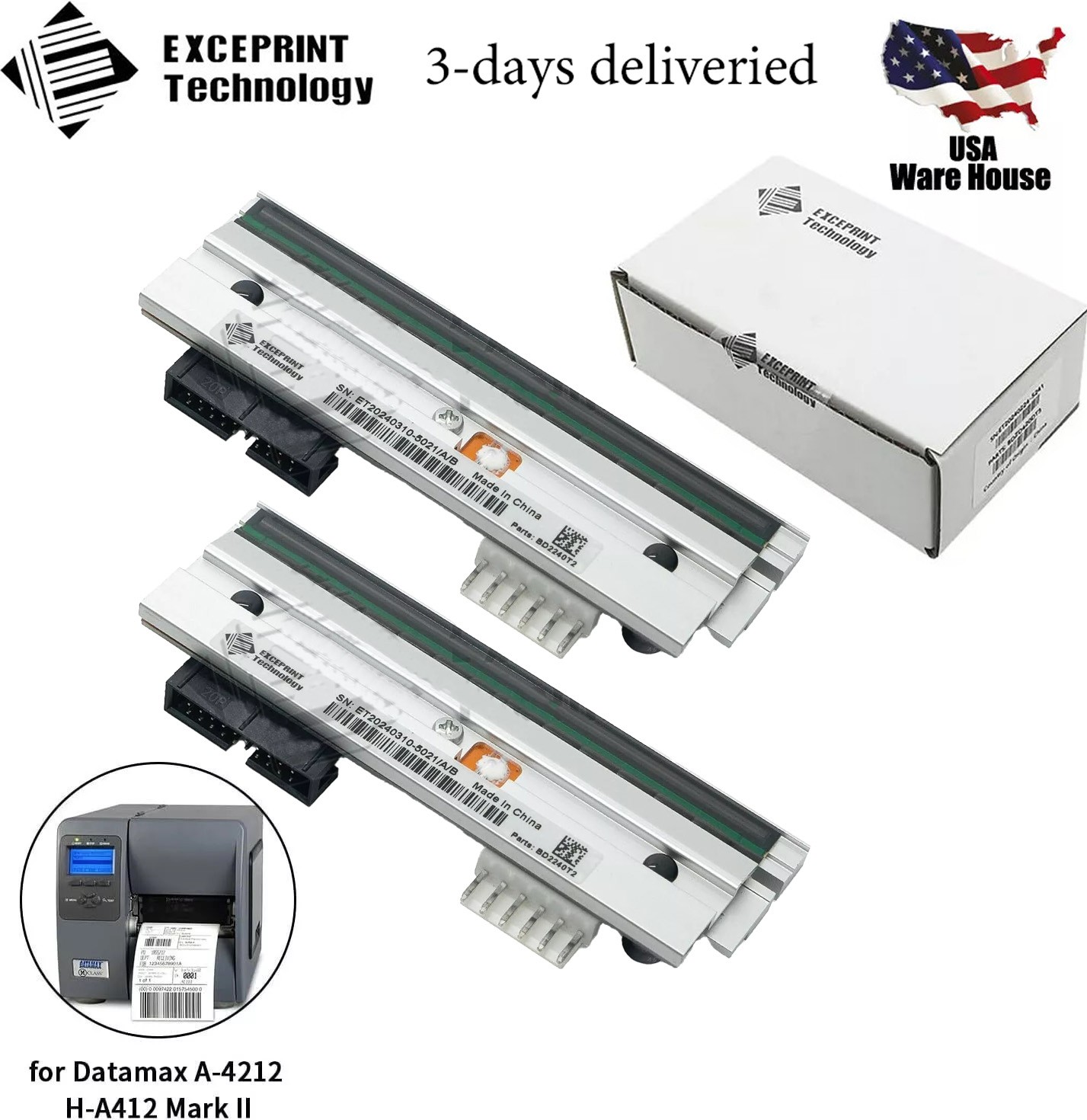 ✅ 2× Printhead for Datamax A-4212 Mark II H-4212 Printer 203dpi PHD20-2240-01 ✅