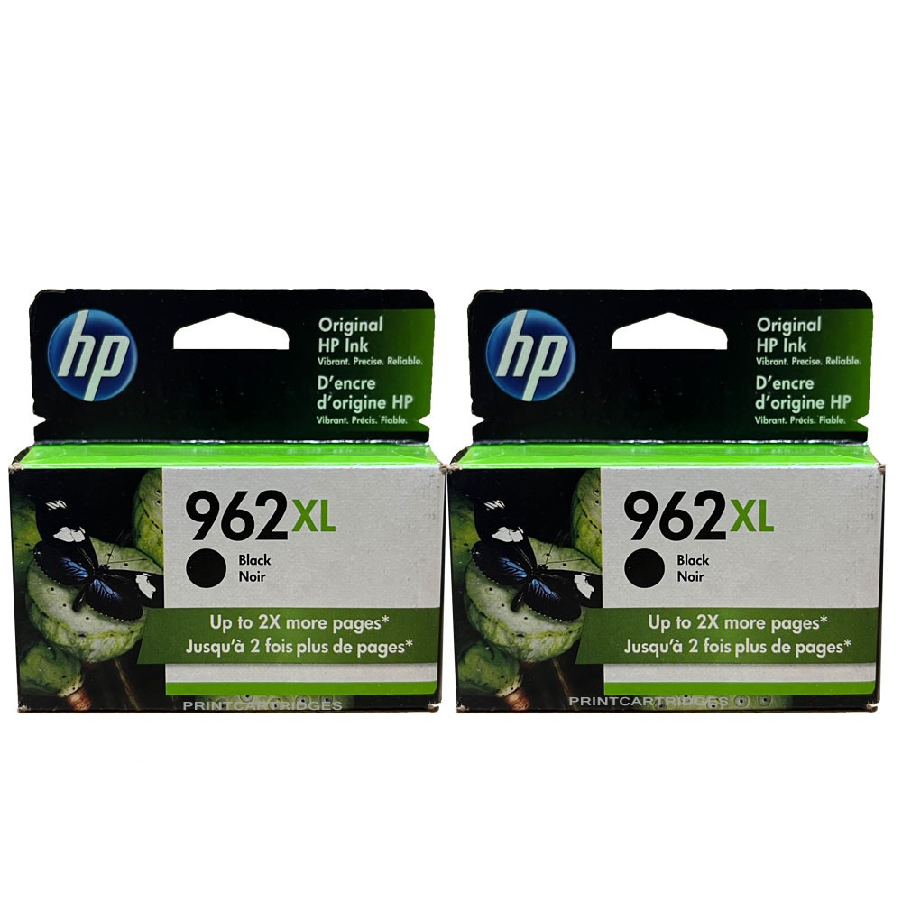 2pcs New HP 962XL Black Genuine Ink Cartridges No Box