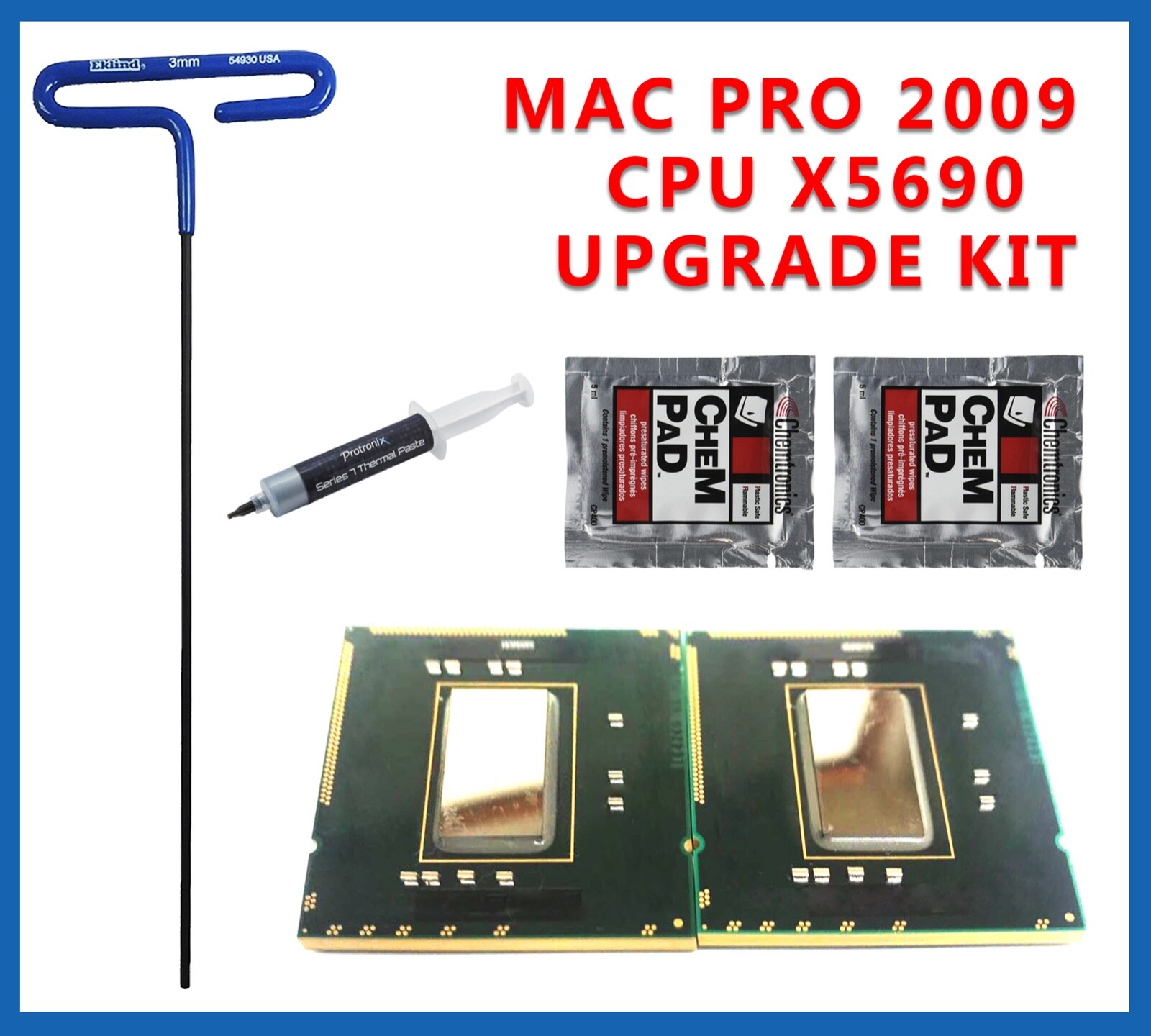 Pair Delidded Intel Xeon 3.46GHz X5690 IHS Removed 2009 4,1 Mac Pro Upgrade Kit