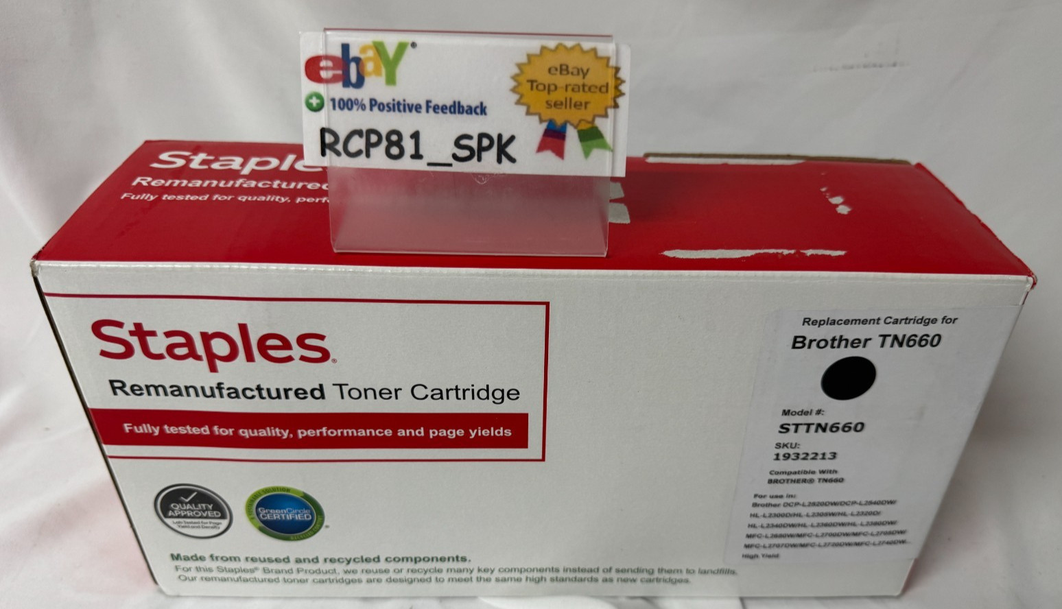 Staples (Reman)  Brother TN660 Black Laser Toner | Free Overnight Ship