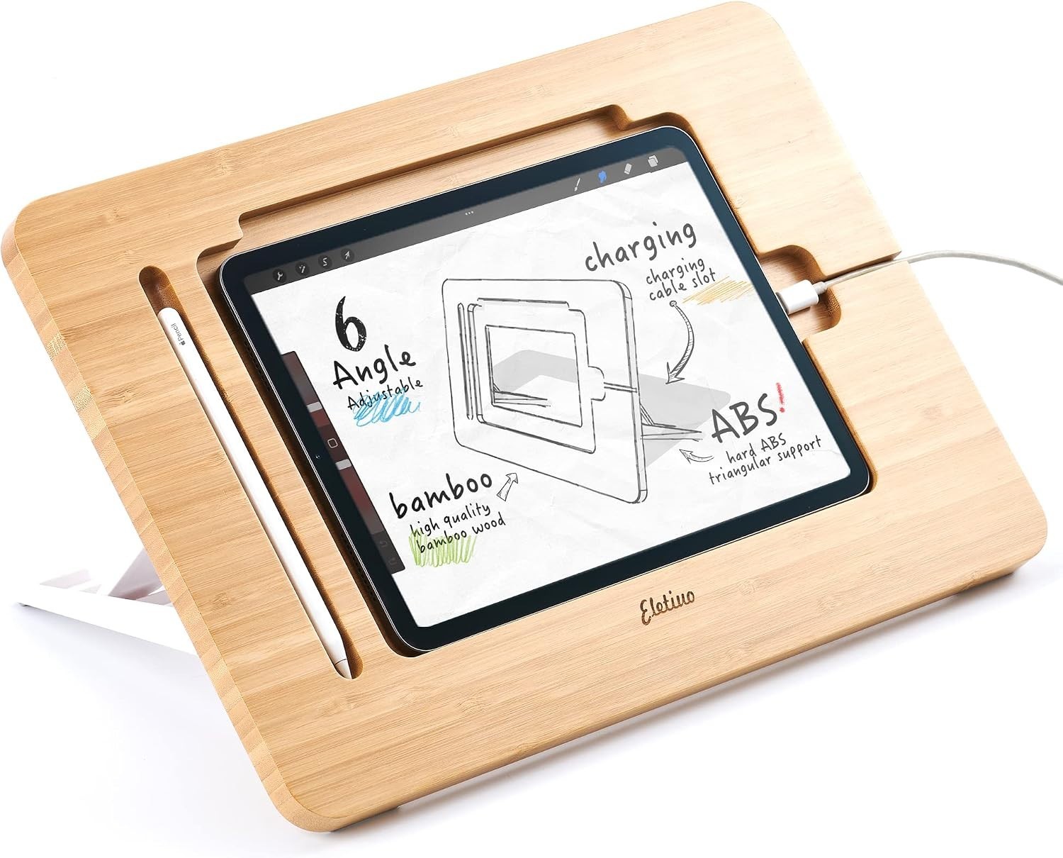 Eco-Friendly Bamboo Tablet Stand for Drawing and Multimedia - Adjustable Design