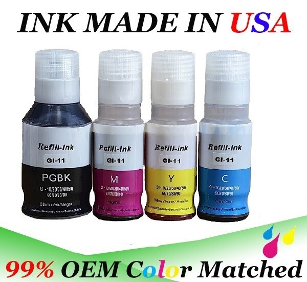 A full set of GI-11 GI 11 Ink Bottle for use Canon PIXMA Megatank G2160 G3160