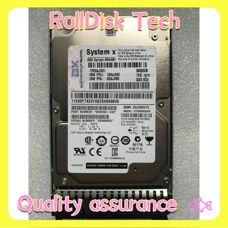 NEW Lenovo / IBM 00AJ081 00AJ082 00AJ085 300GB 15K 6G SAS 2.5" G3 HDD Hard Drive