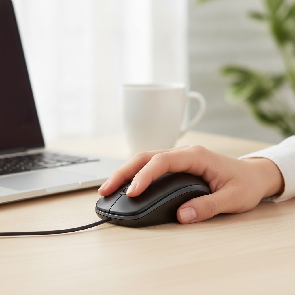 Logitech B100 Ambidextrous Wired Mouse - Ergonomic Design & 800 DPI Sensitivity