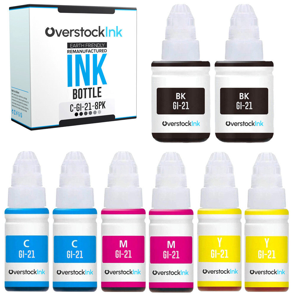 8PK Compatible OSI GI21 Value Pack Ink Bottles for Canon PIXMA G1220 G2260 G3260