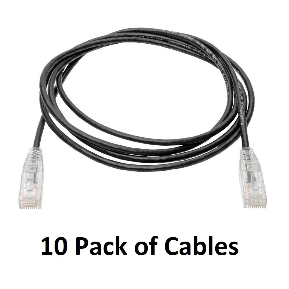 10x TRIPP LITE N201-S05-BK 5ft. Cat 6 Black Cat6 Gigabit Snagless Patch Cable