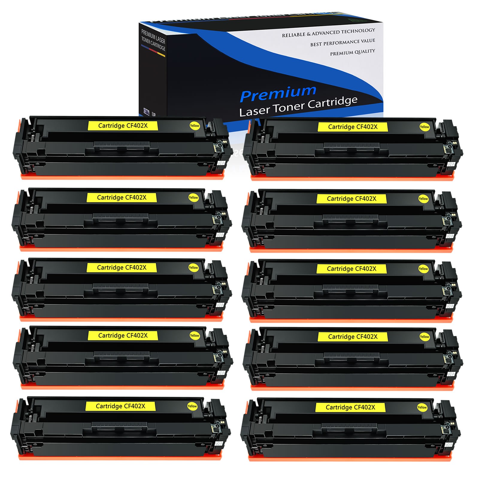 10 Pack Yellow CF402X 201X Toner for HP LaserJet M252n M277dw M277n M252dw