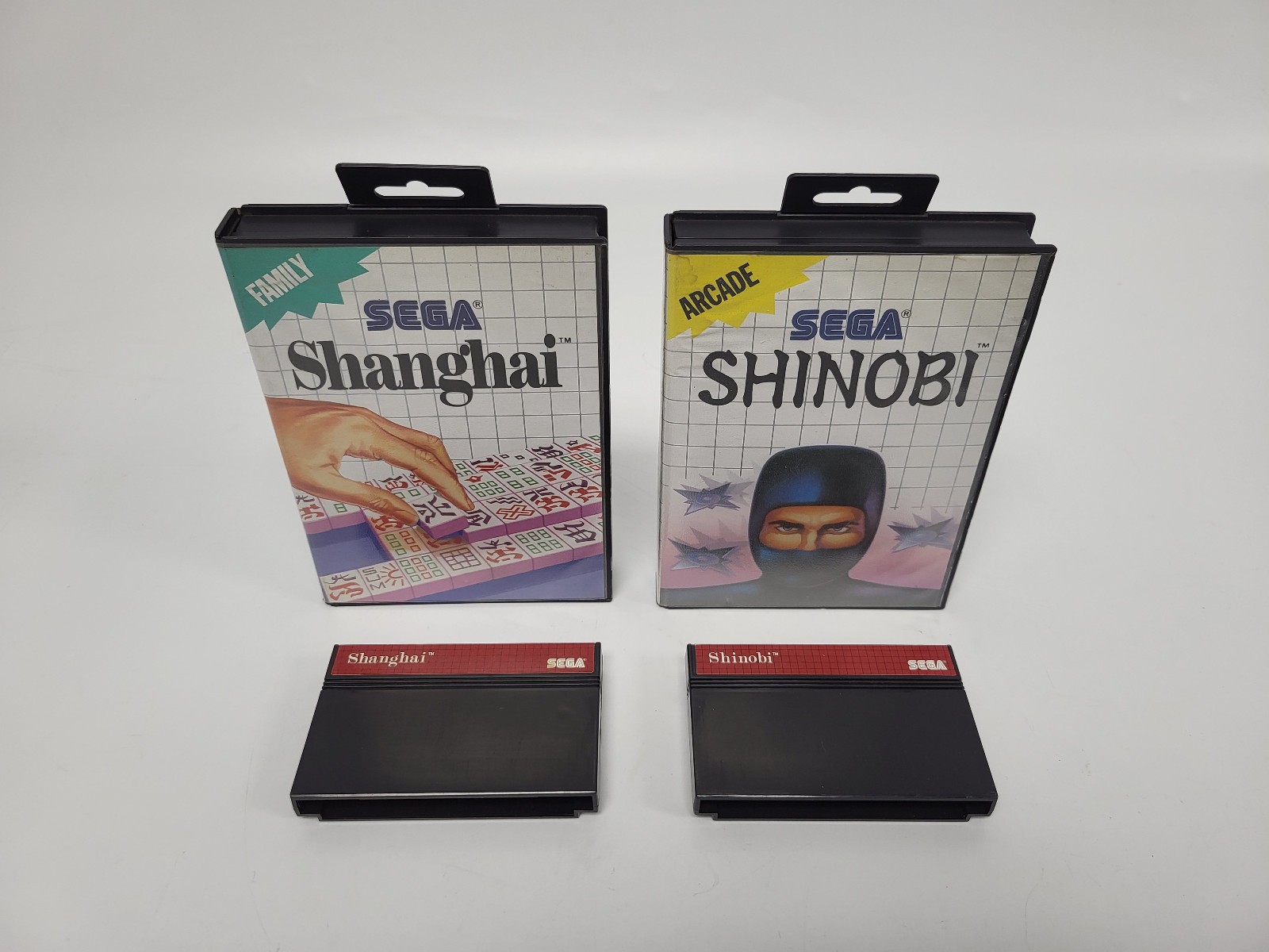Vintage 1988 Shinobi and Shanghai Games for Sega Master System with Case