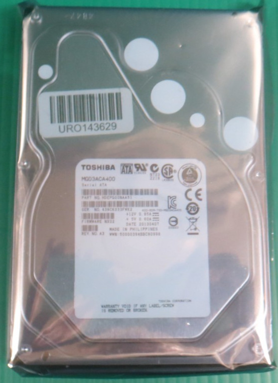 Toshiba 4TB / 64MB / SATA / 7.2K / 3.5" HDD/ MG03ACA400 / HDEPQ00NAA51 / REFURB