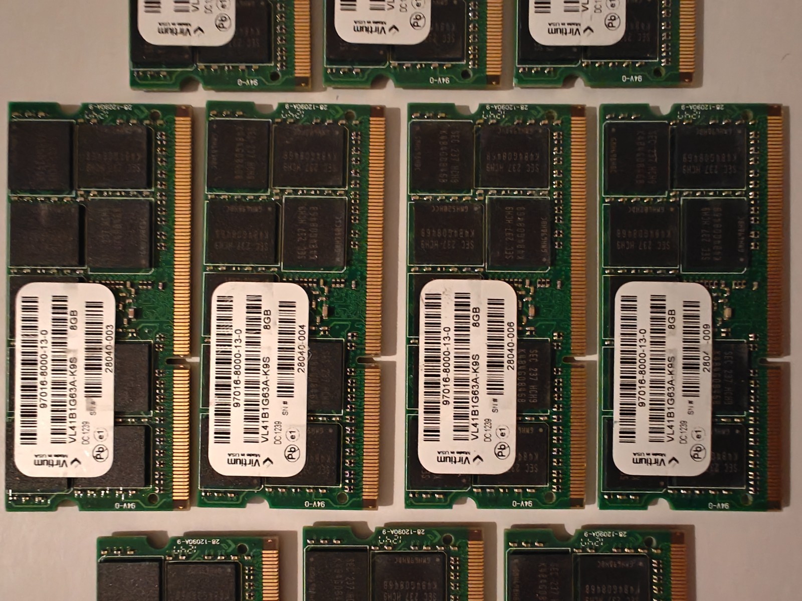 LOT OF 4 Virtium 32GB (4X8GB) RAM ECC Memory VL41B1G63A DDR3 1600Mhz