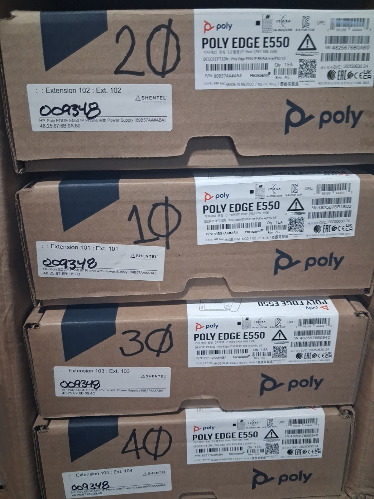 Poly Edge E550 Corded IP Desk Phone PoE 12-Line Speakerphone Black