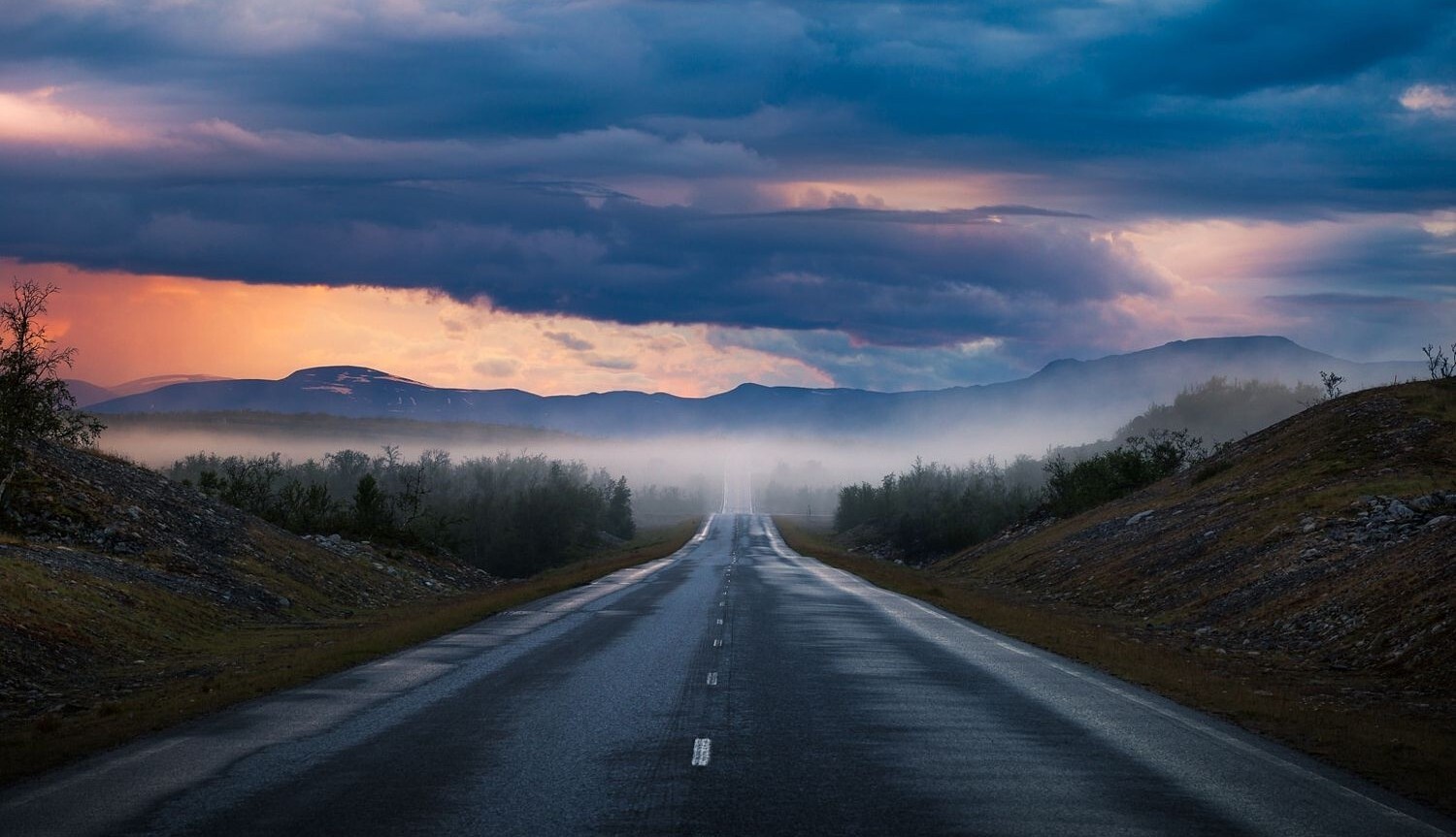 Landscape nature photography road sunset mountains Custom Gaming Mat Desk