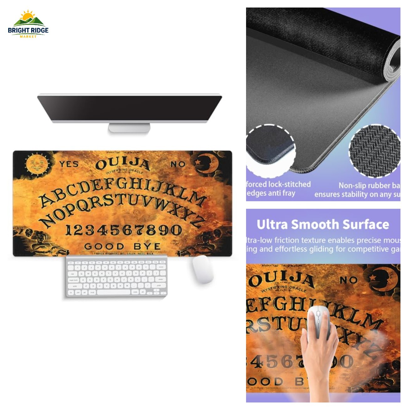 Large Ouija Board Mouse Pad 31.5'' x 15.8'' Non-slip Waterproof Gaming Mat