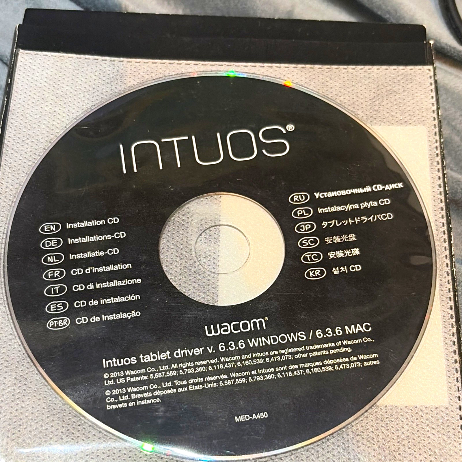 Wacom Intuos Tablet Driver v6.3.6 CD for Windows/Mac MED-A450