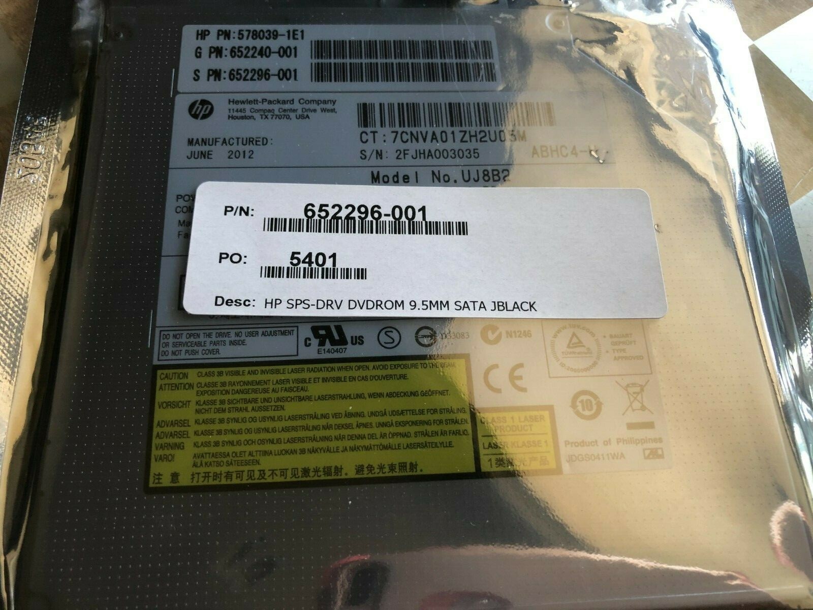 New HP ProLiant DL360 Gen9 DVD SATA 9.5mm Drive 652238-B21 652296-001