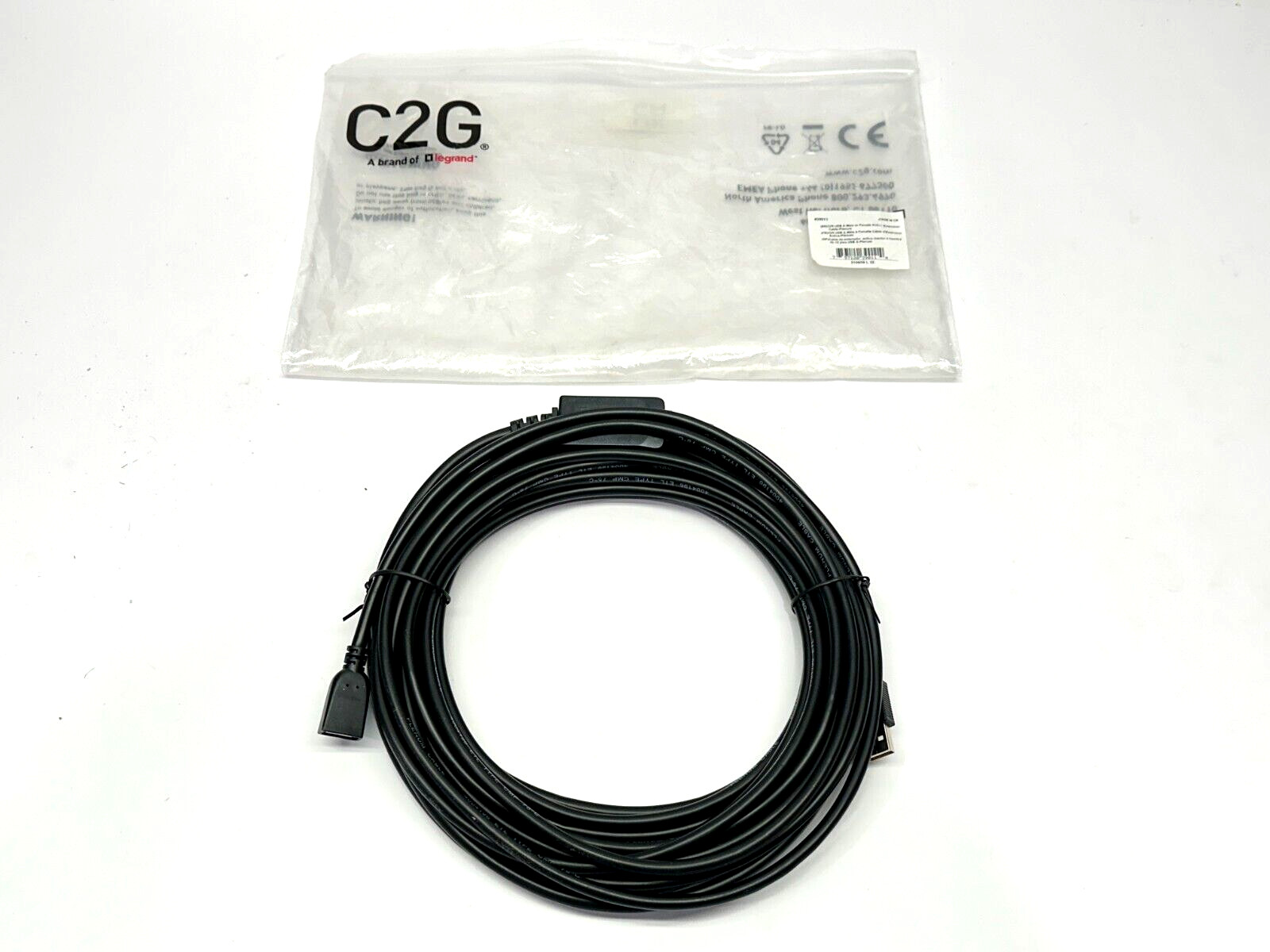 C2G 39011 USB A Male to A Female Active Extension Cable Plenum 32ft