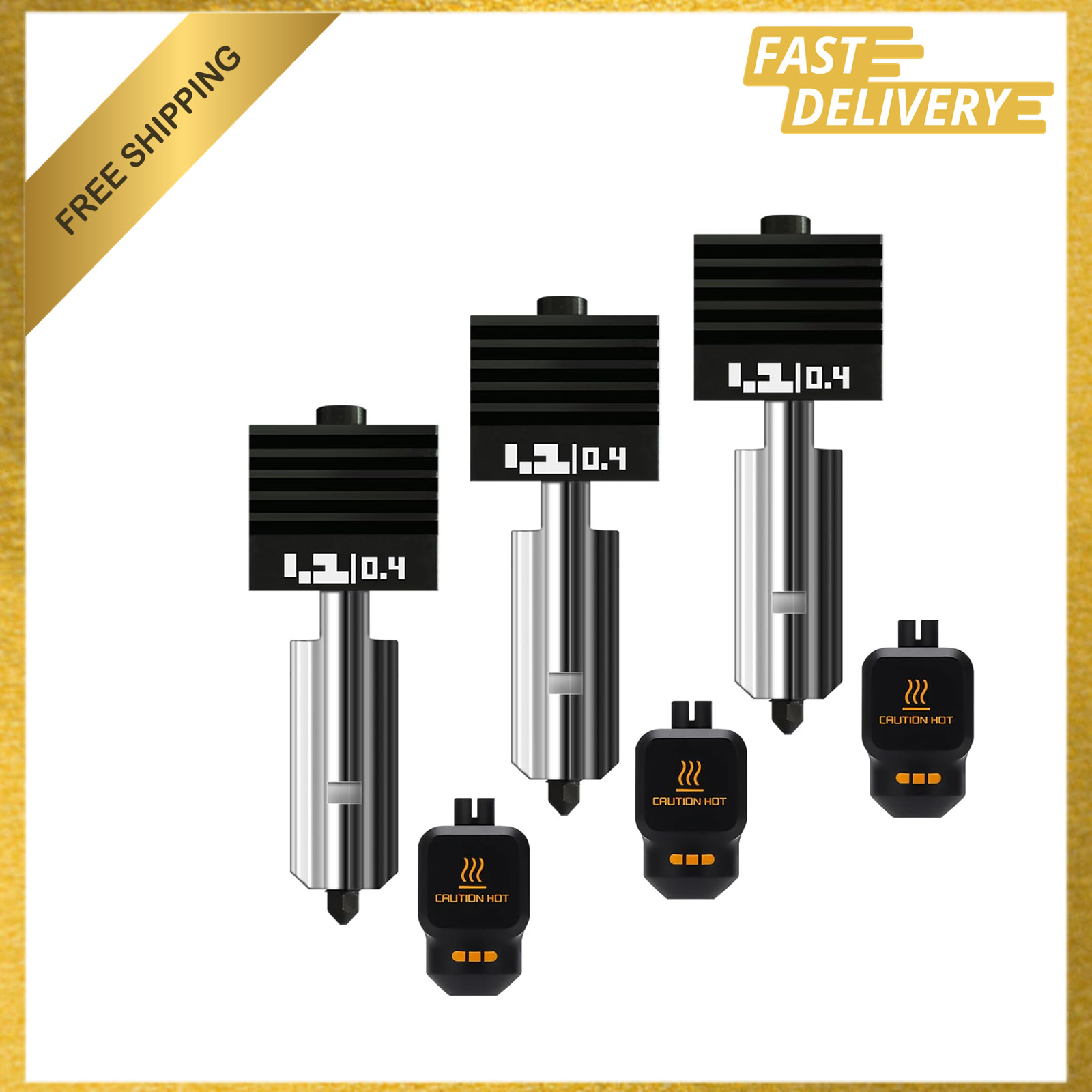 3-Pack 0.4mm Hotend Kit, Hardened Steel Nozzles for Bambu Lab X2D P2S H2D Hotend