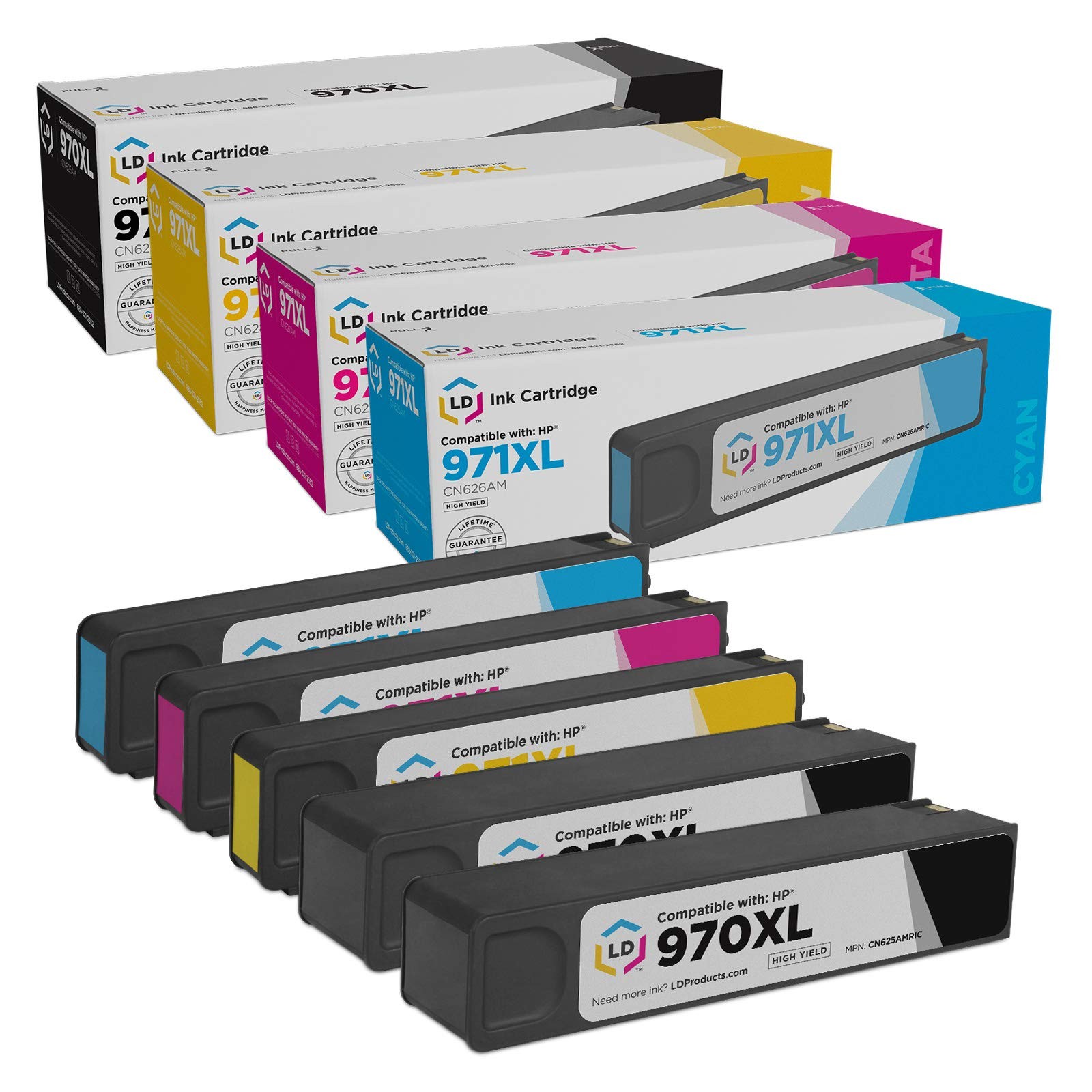 LD Replacement Replacements HP 970XL 971XL 5pk HY Ink CN625AM CN626 CN627 CN628