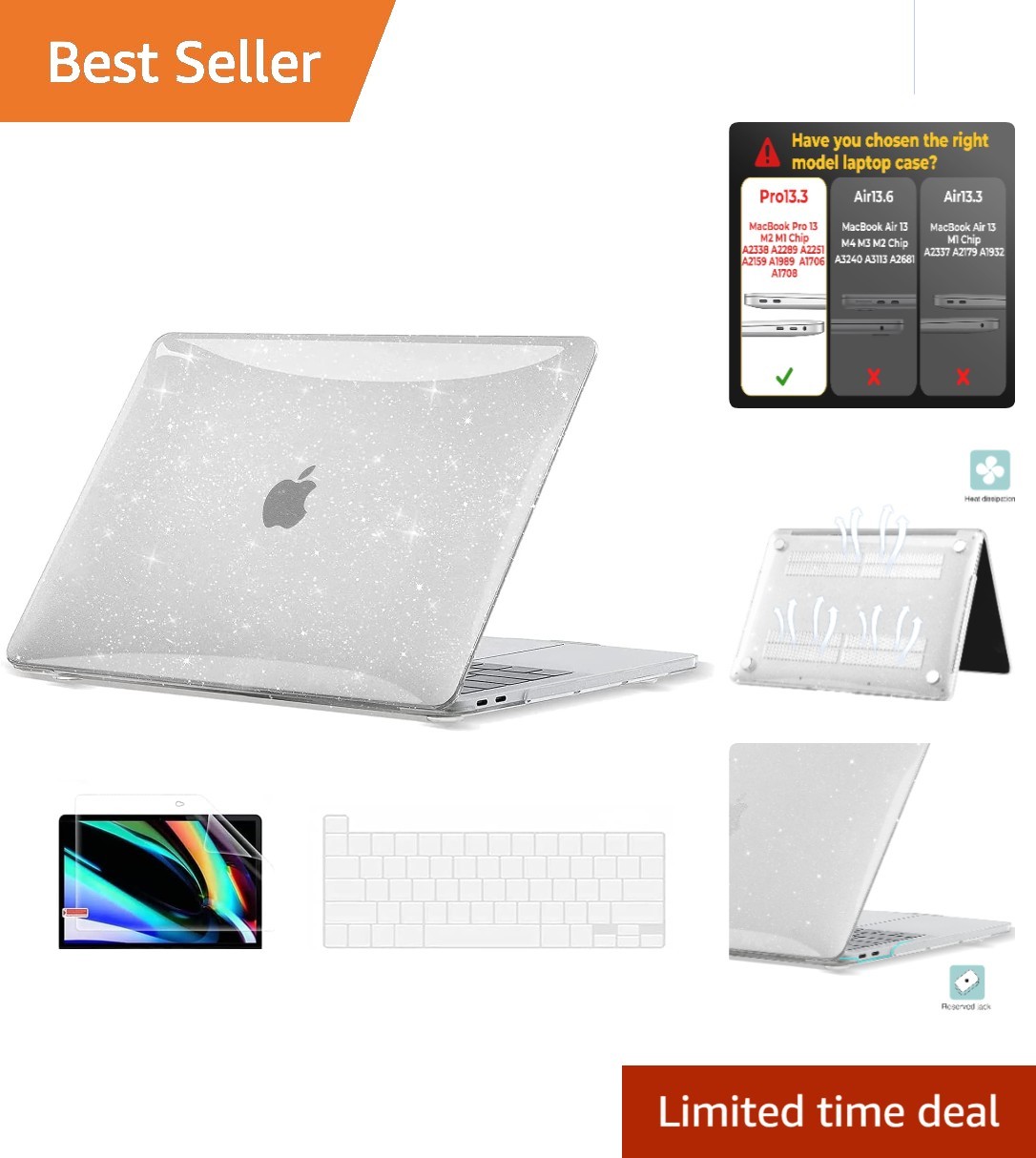 Elegant Sparkly Clear Case for 13 inch MacBook Pro M1 M2 - Stylish Protection