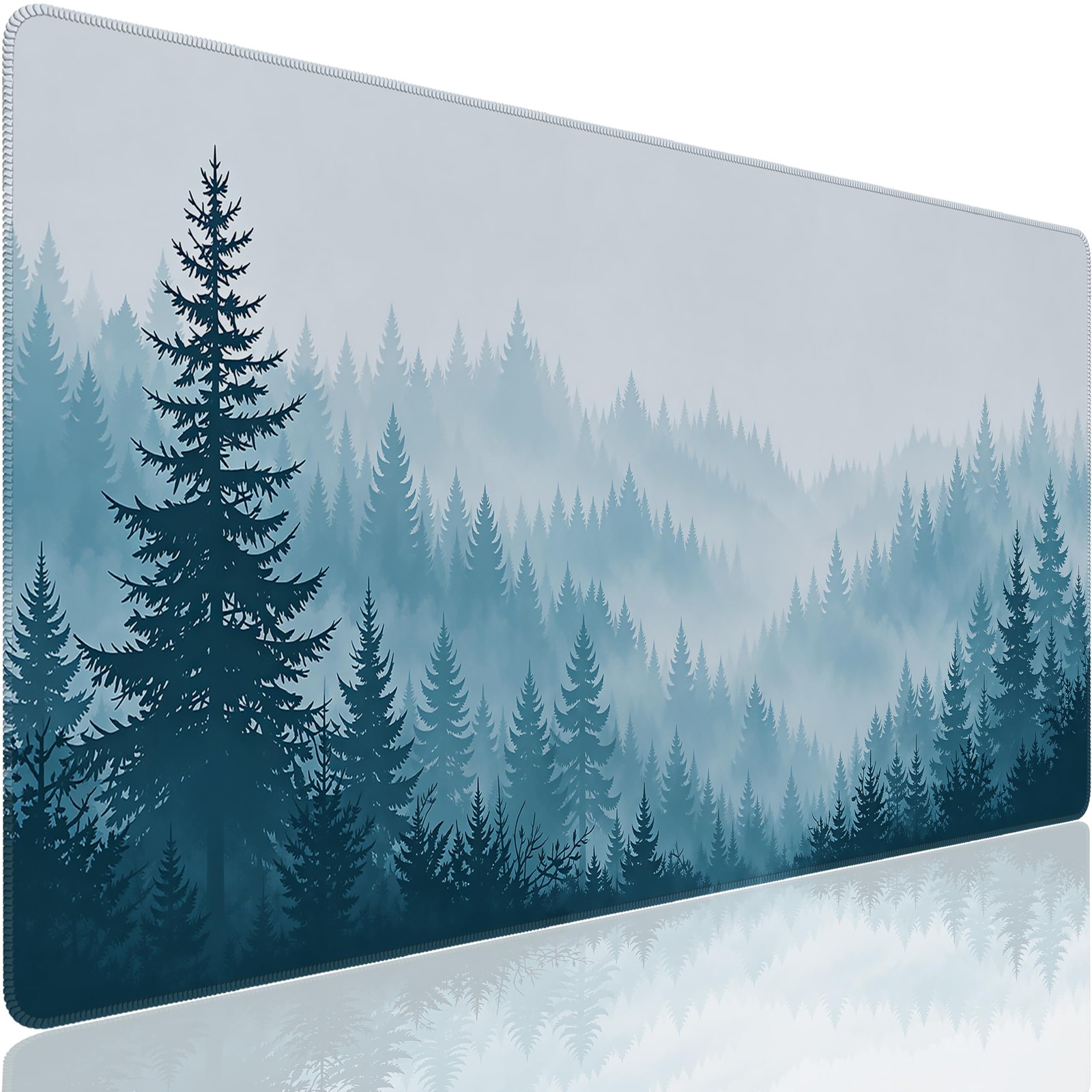CFMSFKEJI Large Gaming Mouse Pad, Fog Misty Forest 35.4L x 15.7W inches