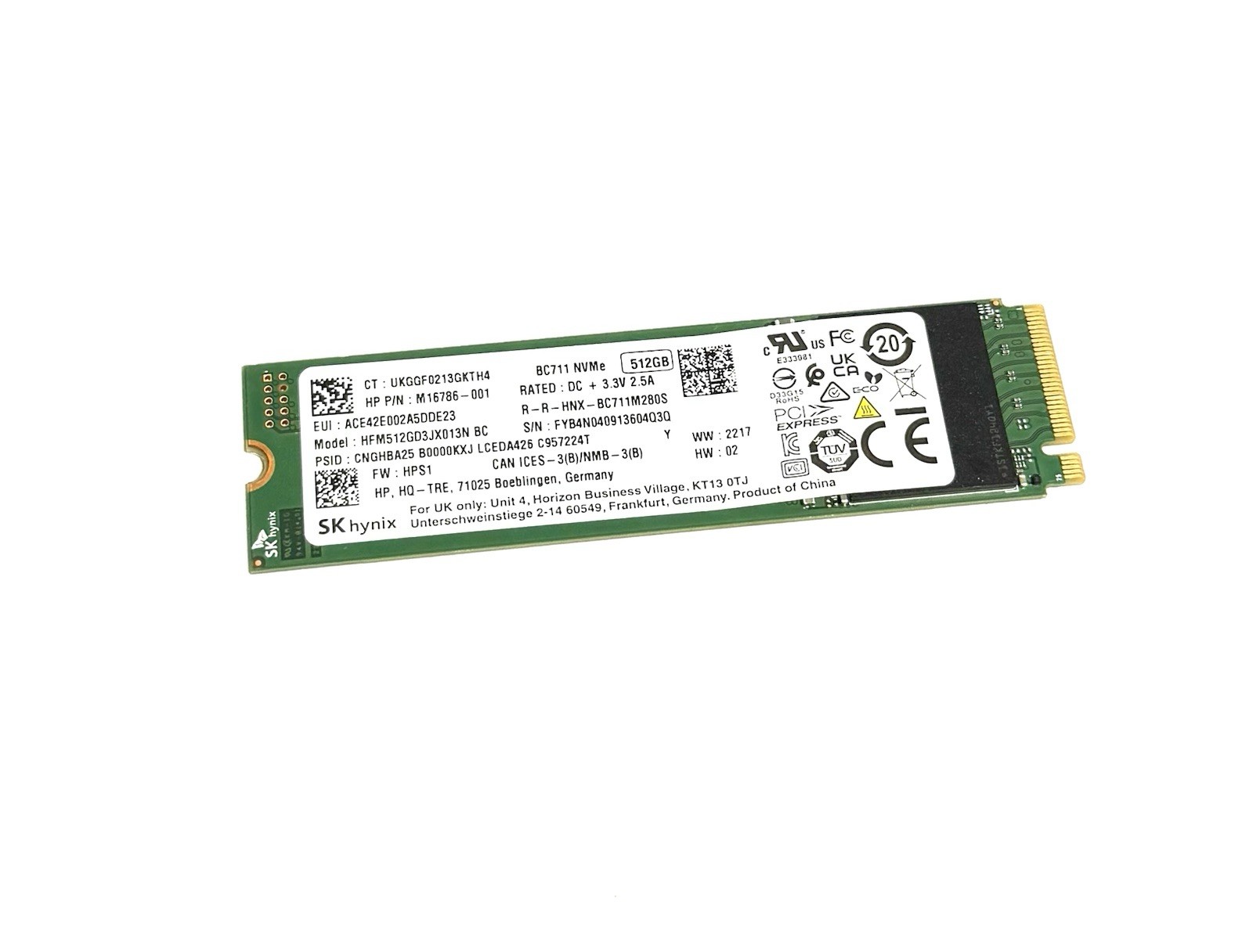 HFM512GD3JX013N SK hynix BC711 512GB M.2 2280 NVMe SSD Drive PCIe 3.0 x4