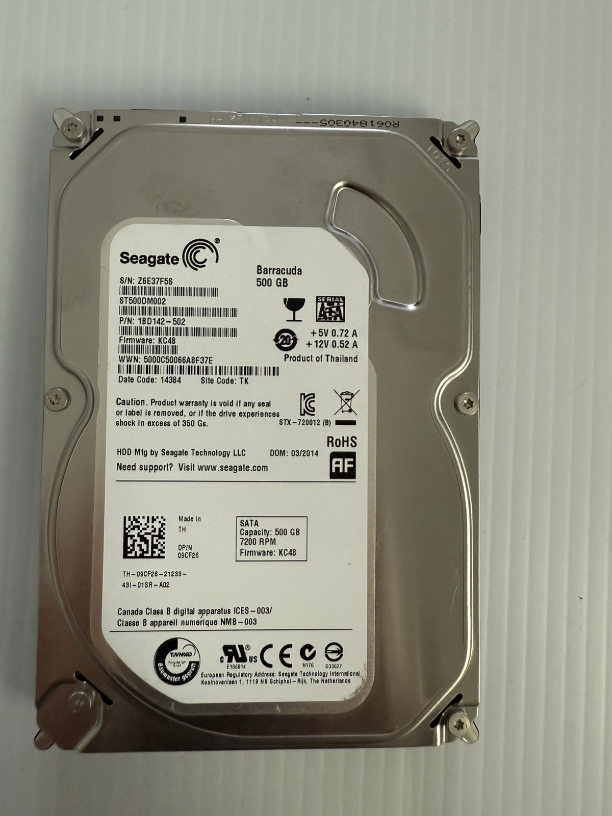 NEW Seagate Barracuda 500GB 7200 RPM SATA 3.0Gb/s  HDD ST500DM002