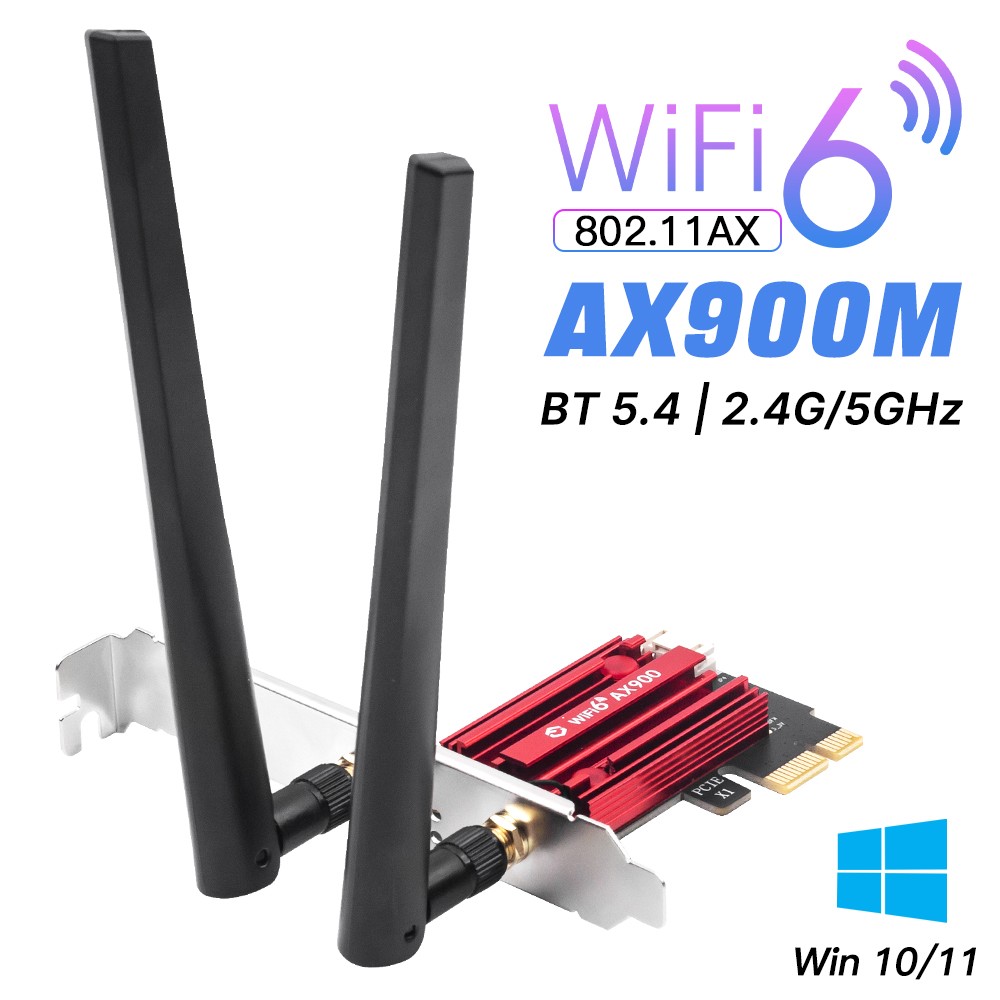 AX900 WiFi 6 PCI-E Wireless Adapter Dual‑Band BT 5.4 Network Card for Desktop PC