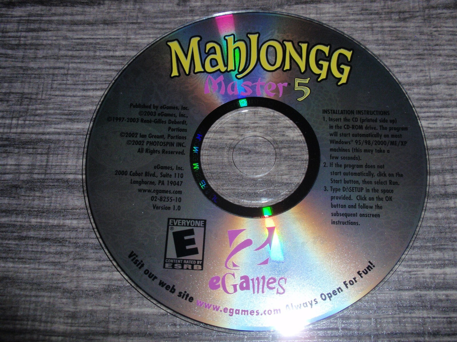 Mahjongg Master 5 PC CD-ROM 2003 eGames Rene-Gilles Deberdt for Windows 95/98/XP