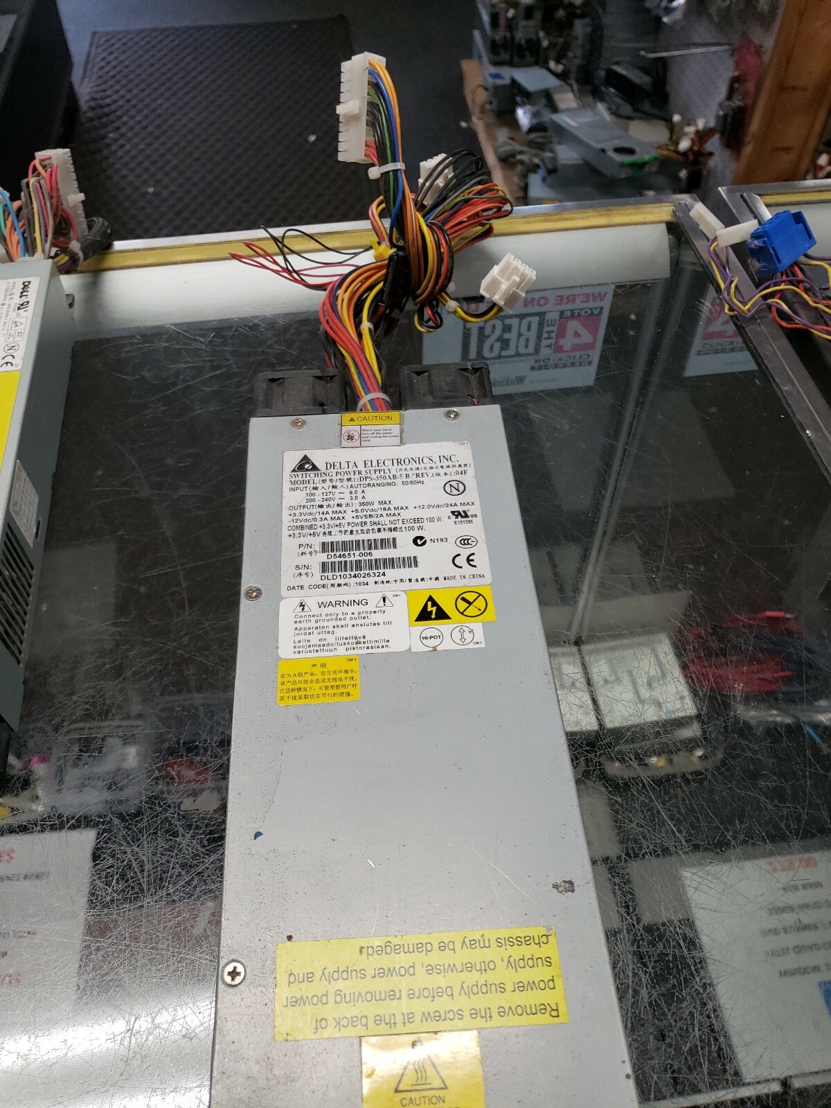 used Delta DPS-350AB-5 B D54651-005 006 007 SR1530SH 350W Power Supply 