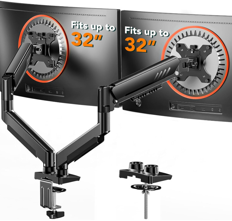 Soporte Doble para Monitores 13-32" VESA Ajustable de Instalación Rápida, Nuevo