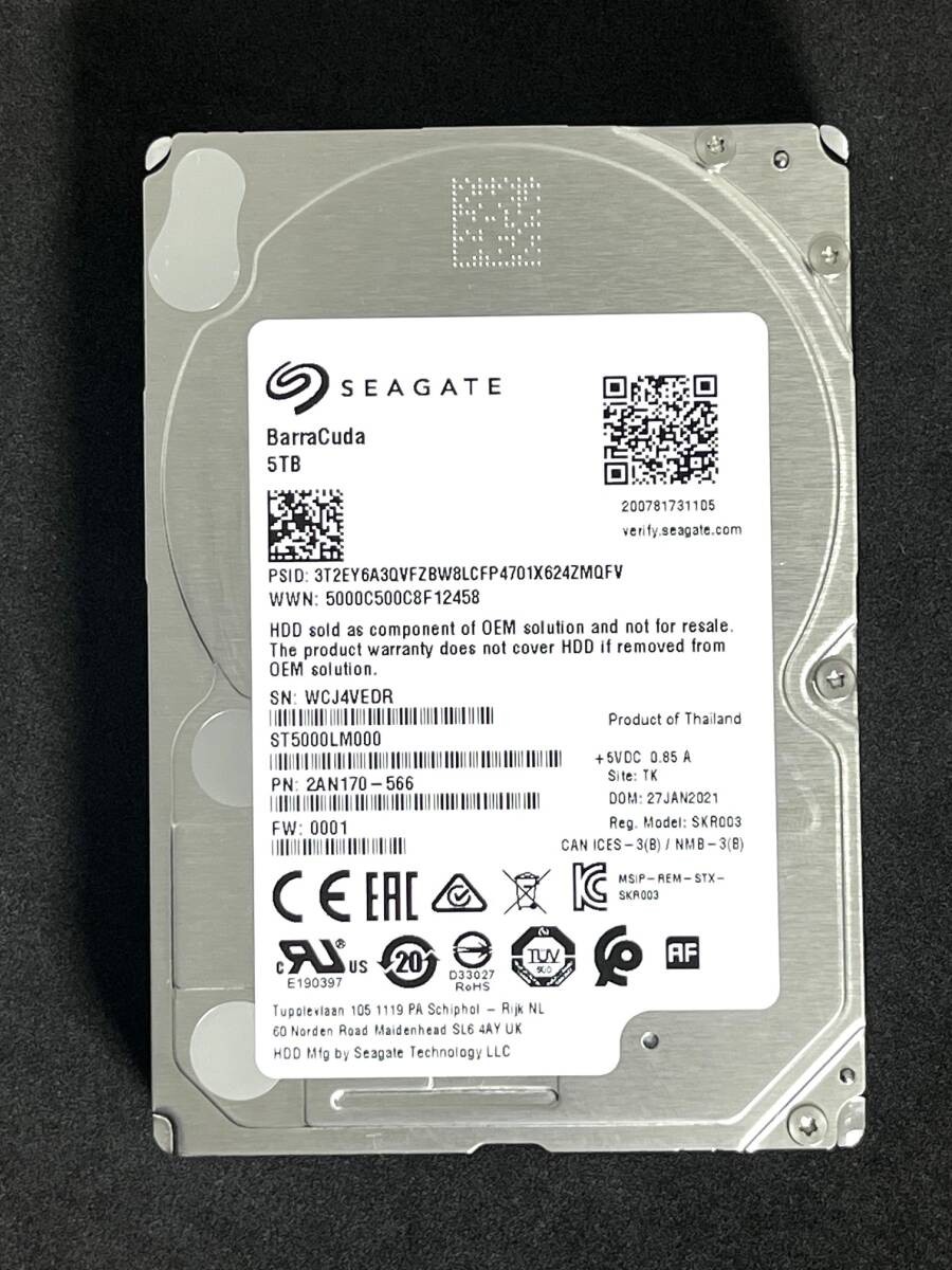 5TB  Seagate BarraCuda ST5000LM000 [Usage time: 1048h] 2021 year model Low usag