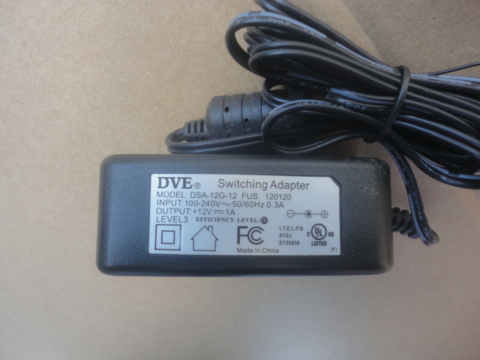 GENUINE DVE AC 12V Adapter Power Supply-  DSA- 12G-12 FUS 120120